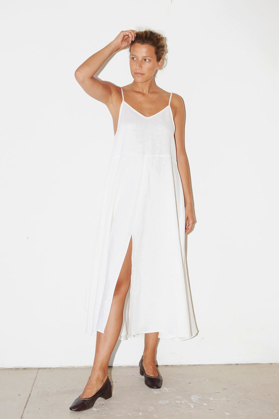 White Linen Slip Dress