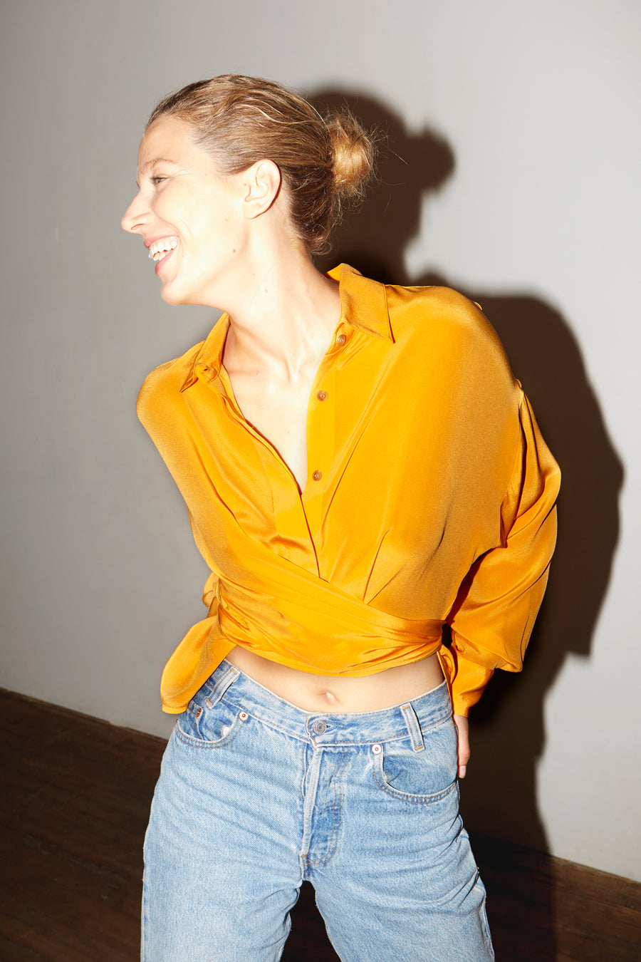 Citric Orange Silk Lola Blouse
