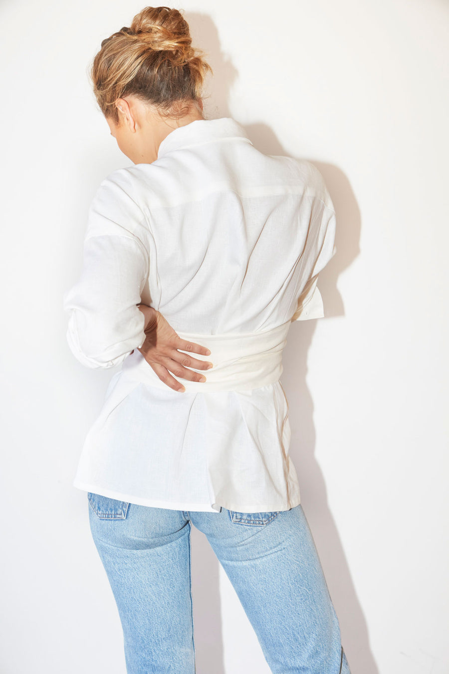 White Heavy Linen Ren Shirt