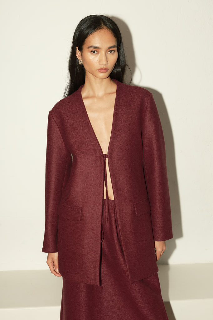 Burgundy Heavy Boiled Wool Senso Blazer –