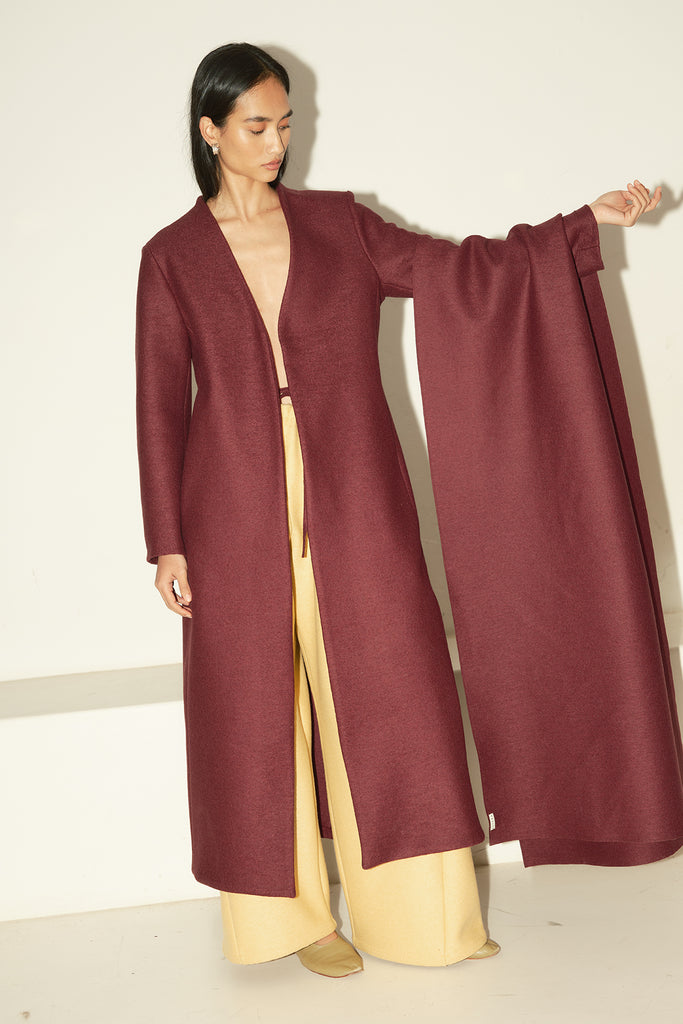 Burgundy Heavy Boiled Wool XL Scarf-Belt –