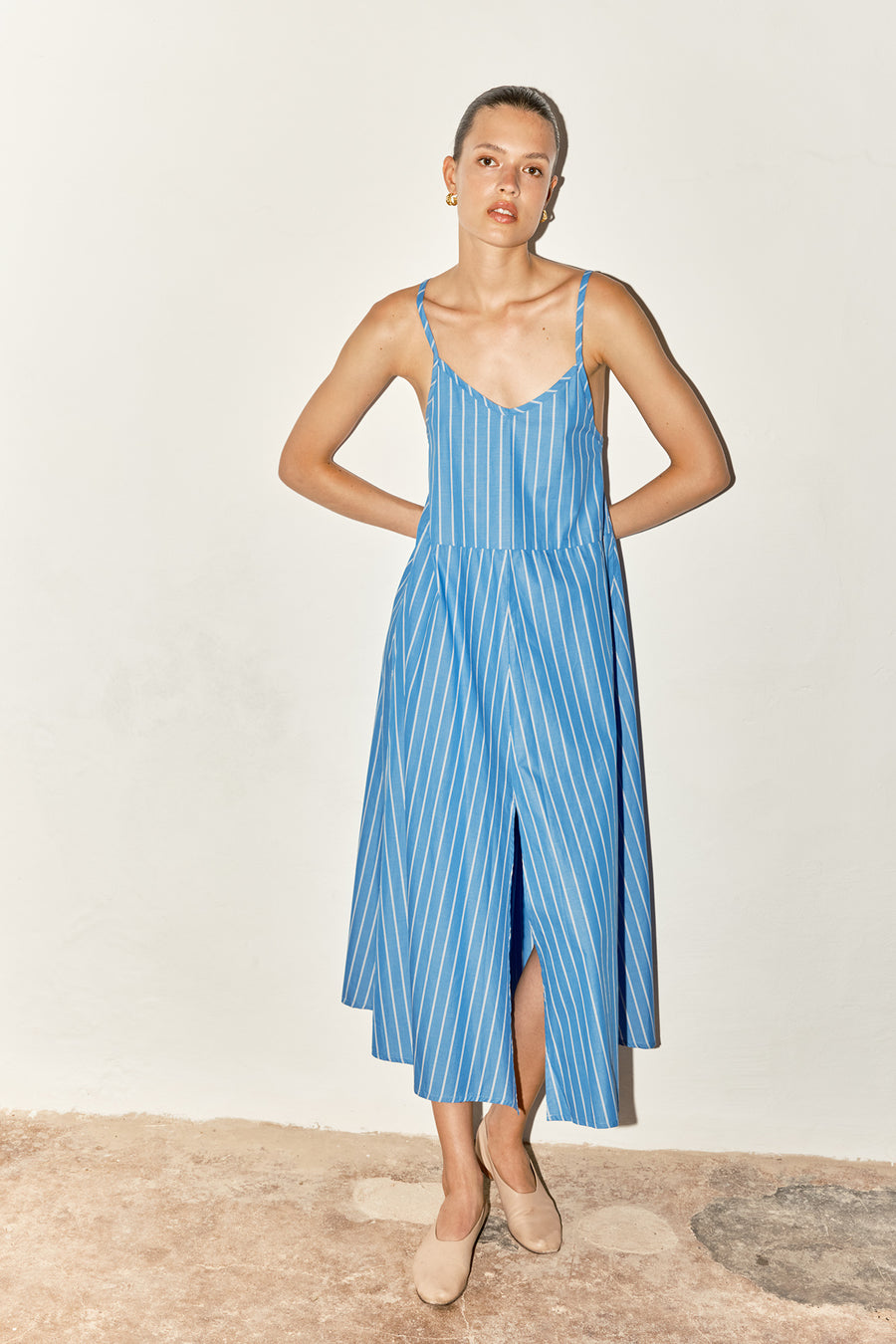 Egyptian Blue Striped Slip Dress