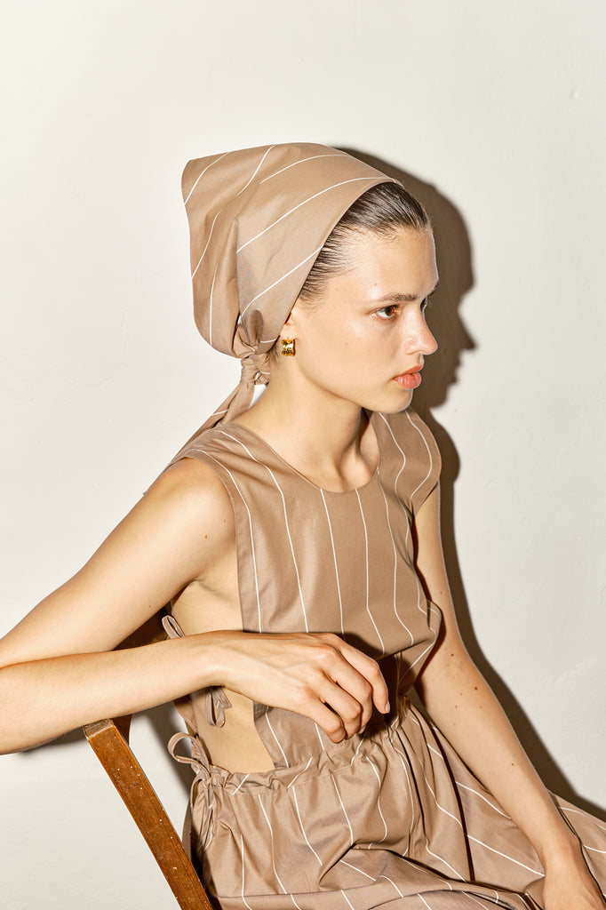 Almond Striped Scarf –