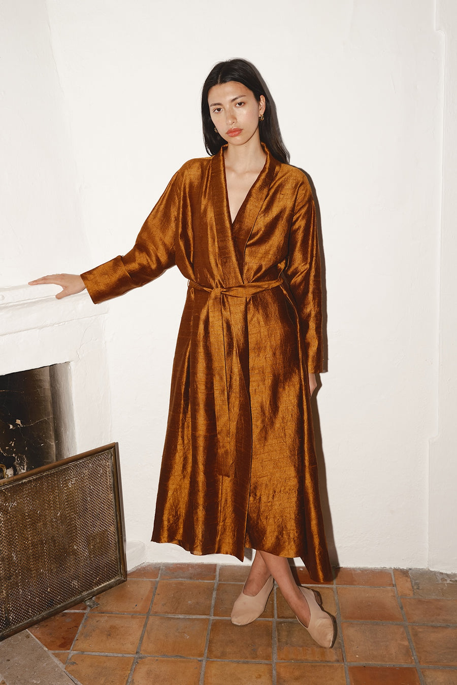 Caramel Dupion Kimono Dress DATURA Caramel Dupion Kimono Dress DATURA