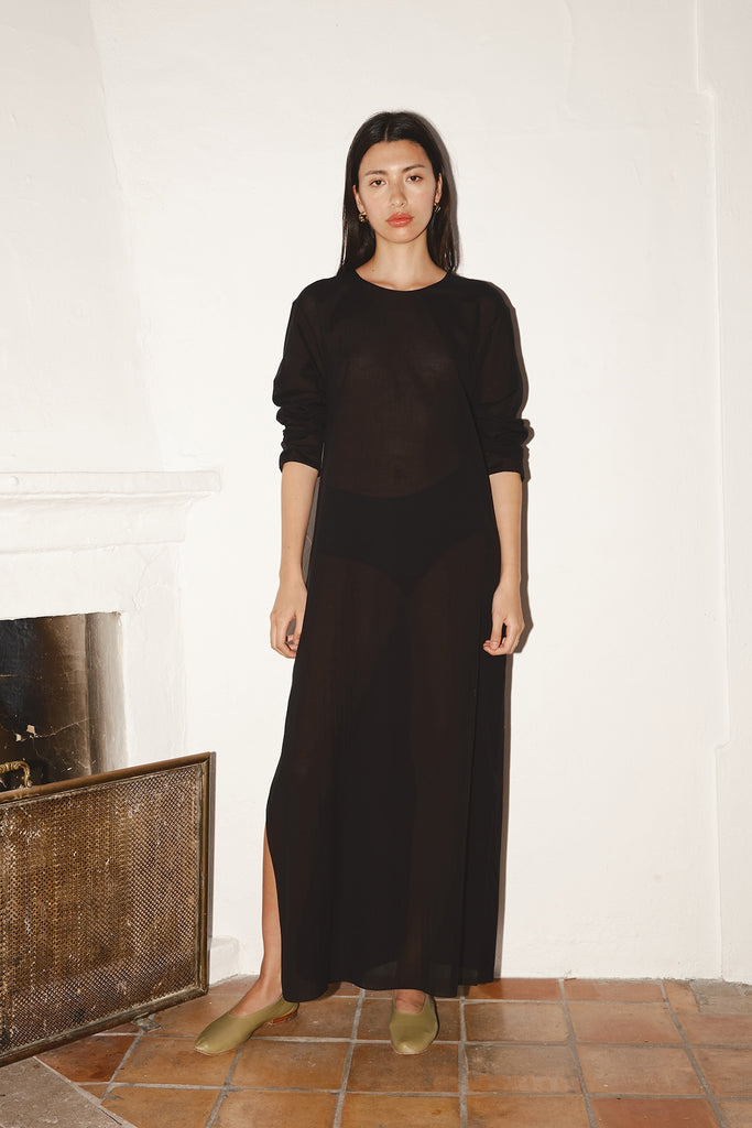 Black Batiste Cotton Ava Dress –