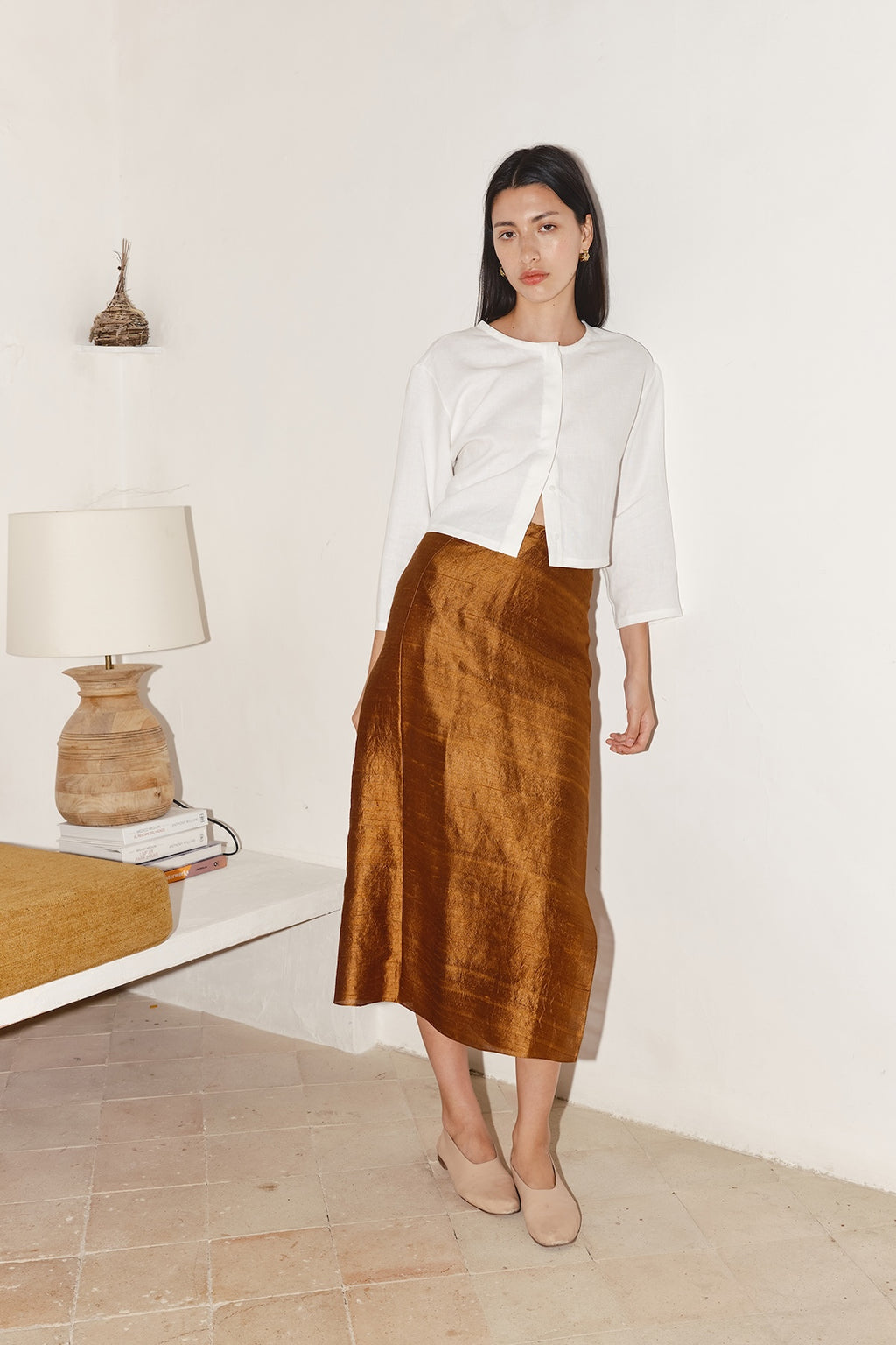 Caramel Dupion Pareo Skirt