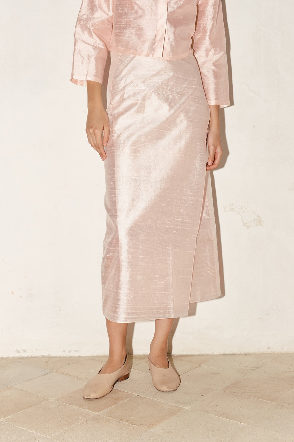 Rose Quartz Dupion Pareo Skirt
