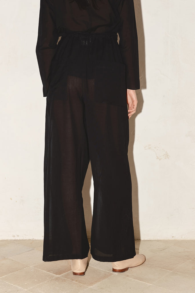 Black Batiste Cotton Tae Pants –