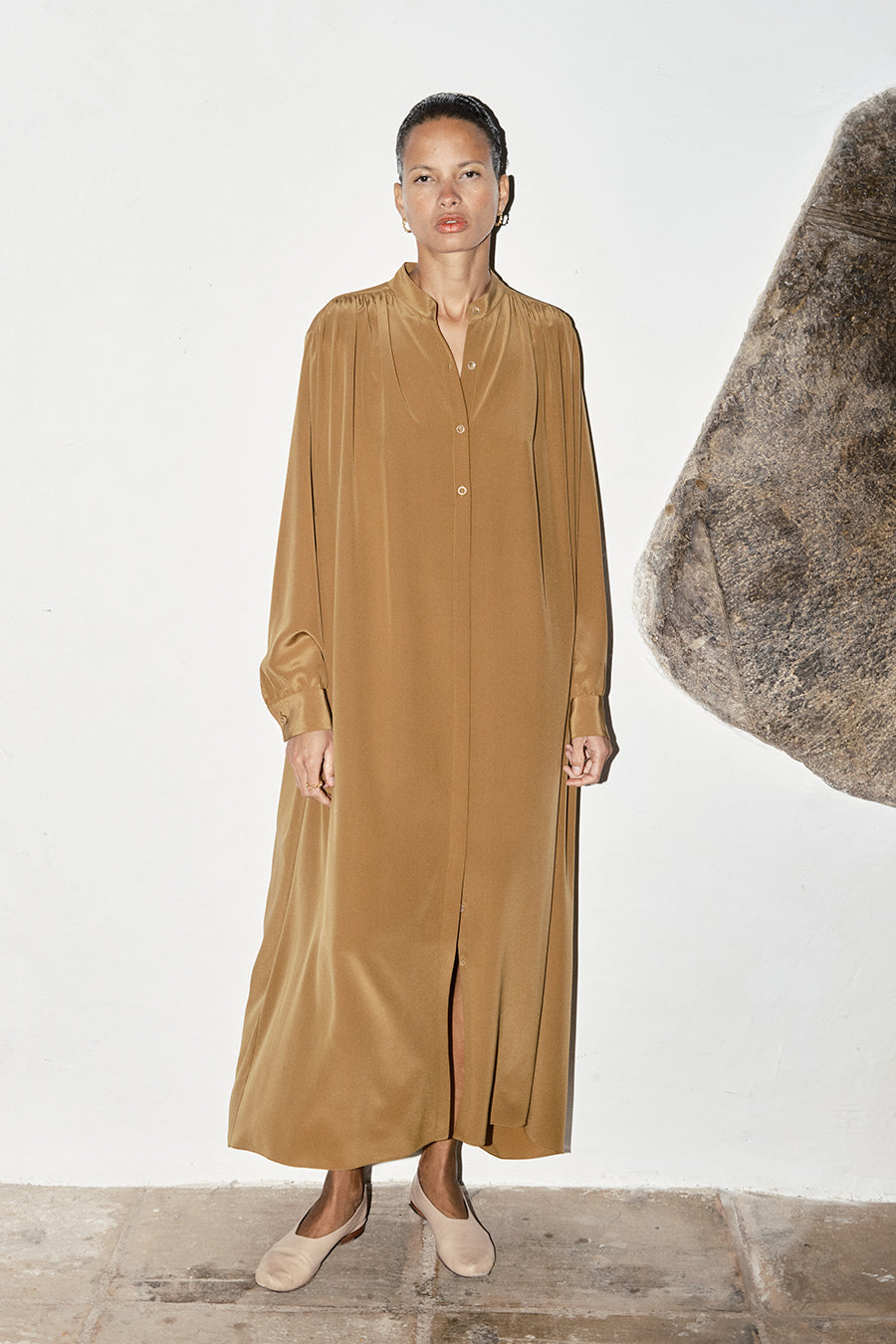 Tan Silk Babel Caftan