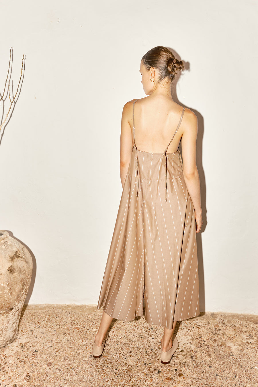 Almond Striped Slip Dress – DATURA