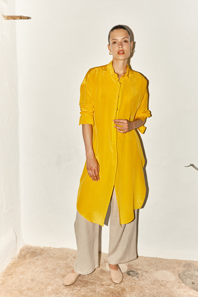 Citric Orange Silk Lola Blouse –