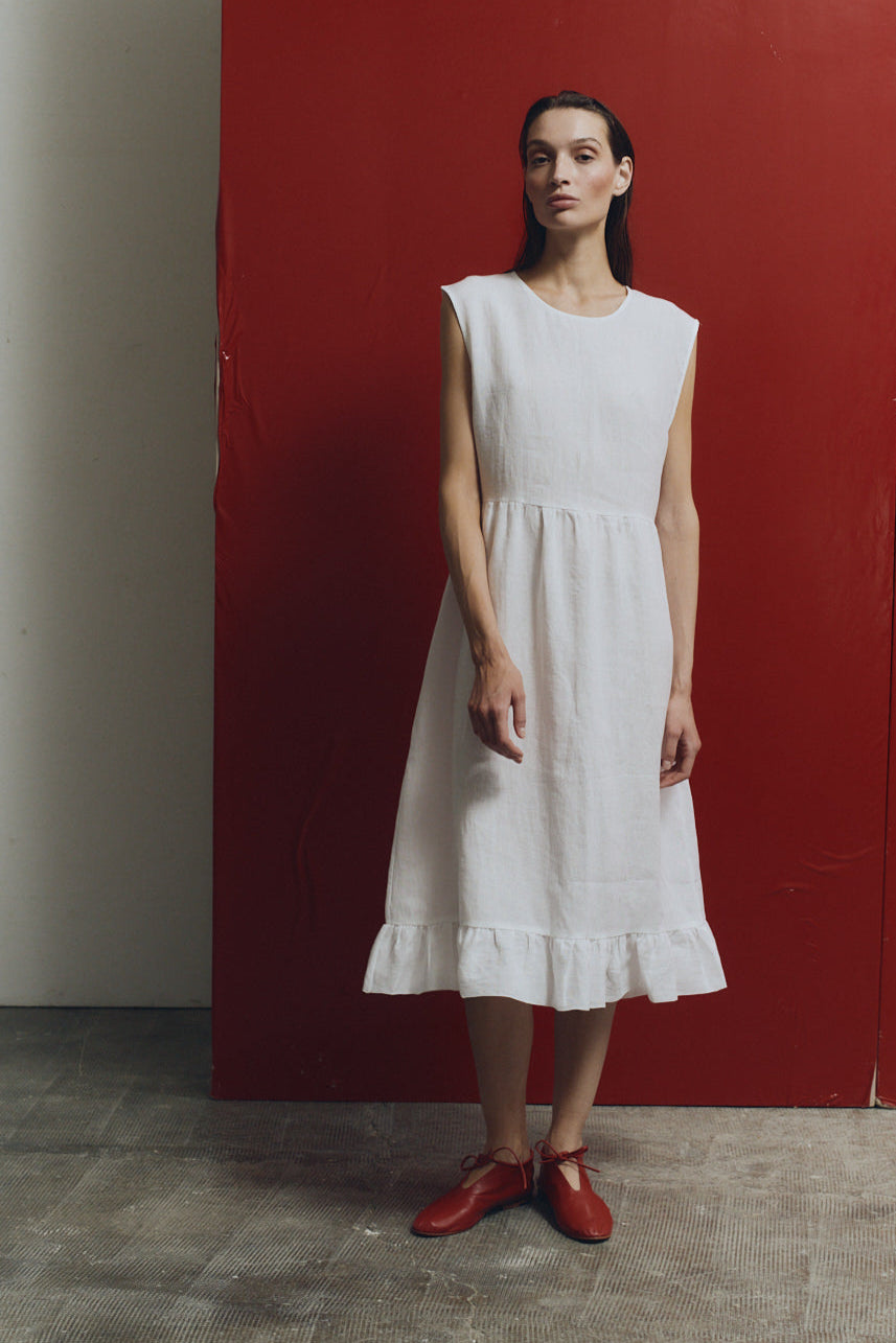 White Linen Echo Dress