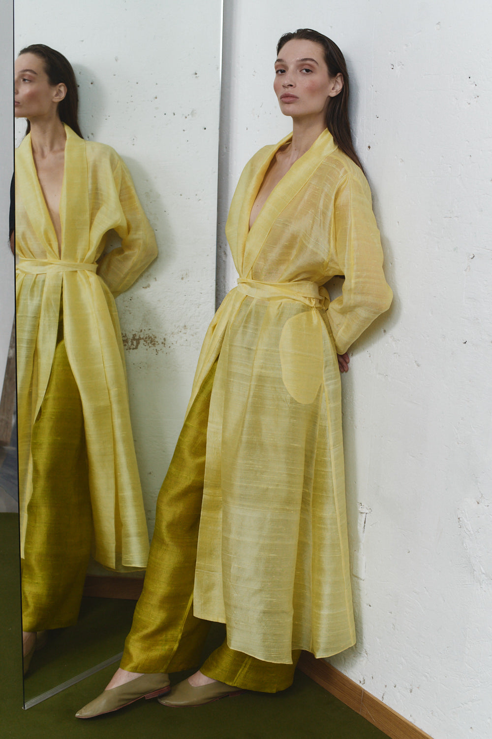 Lemon Butter Dupion Kimono Dress