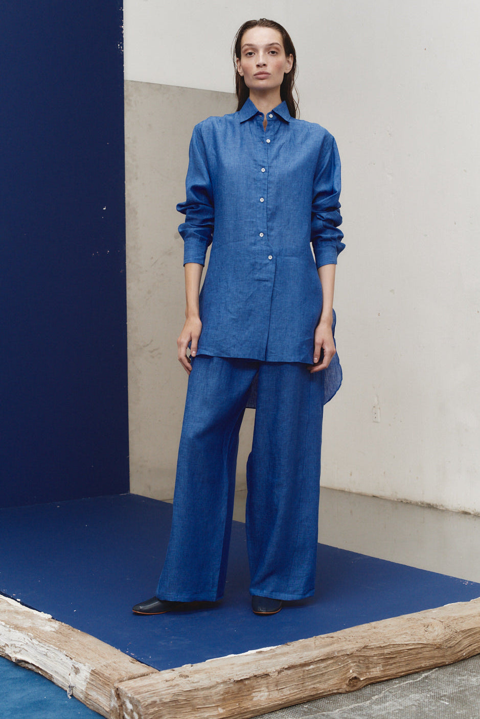 Lapis Linen Paul Blouse