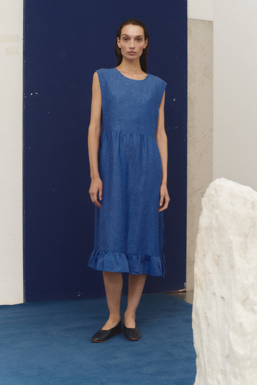 Lapis Linen Echo Dress