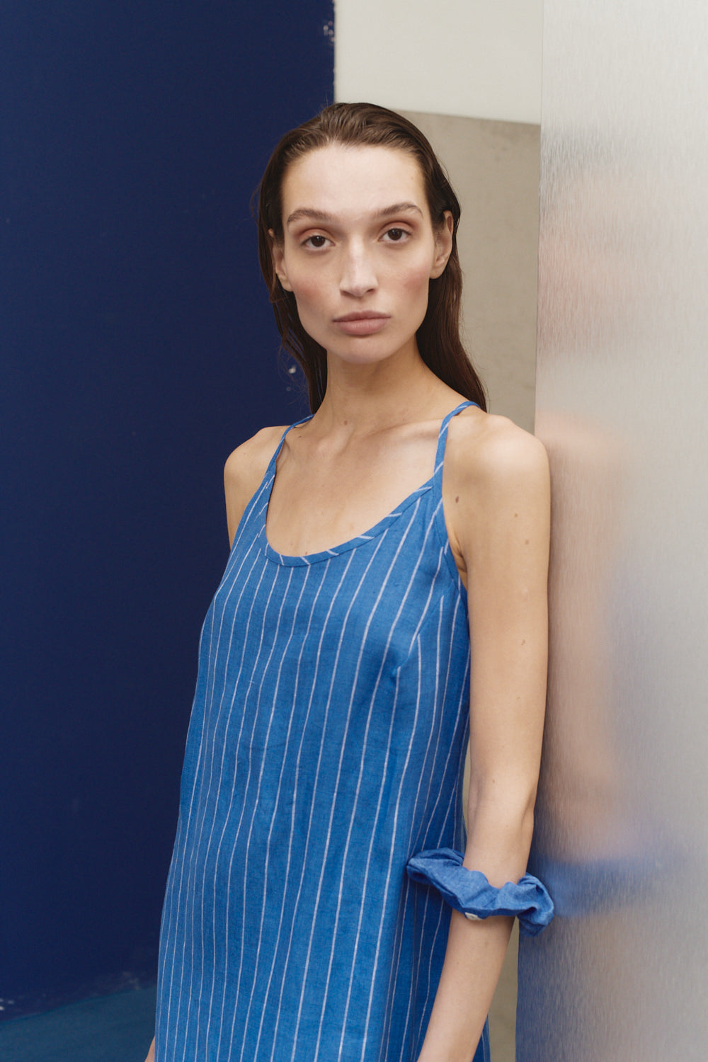 Lapis Linen Scrunchie