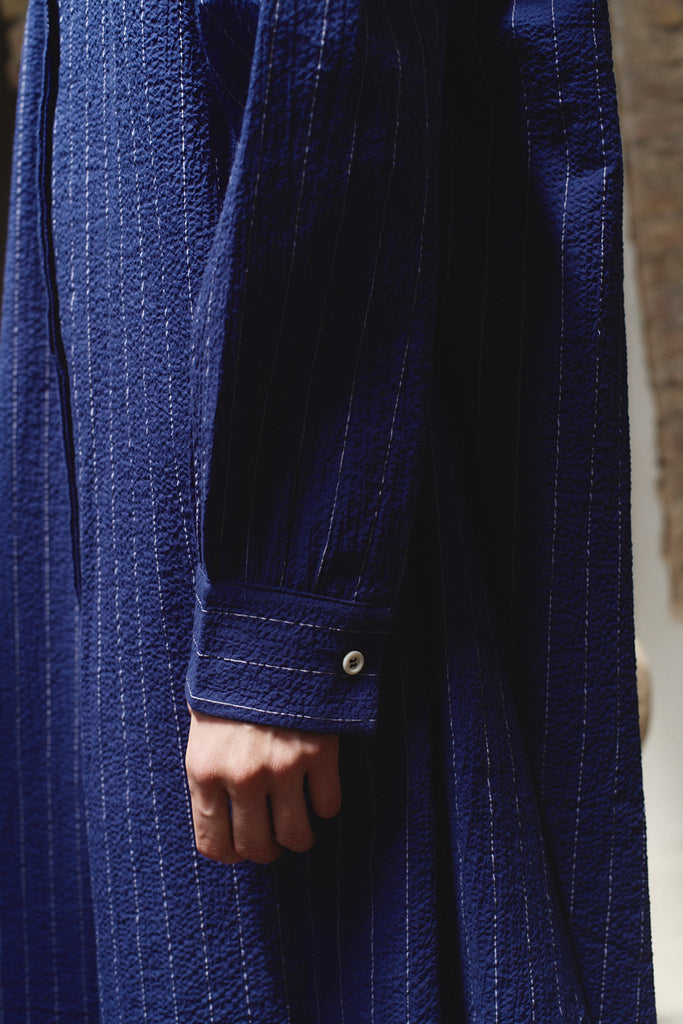 Indigo Pinstripe Babel Dress –