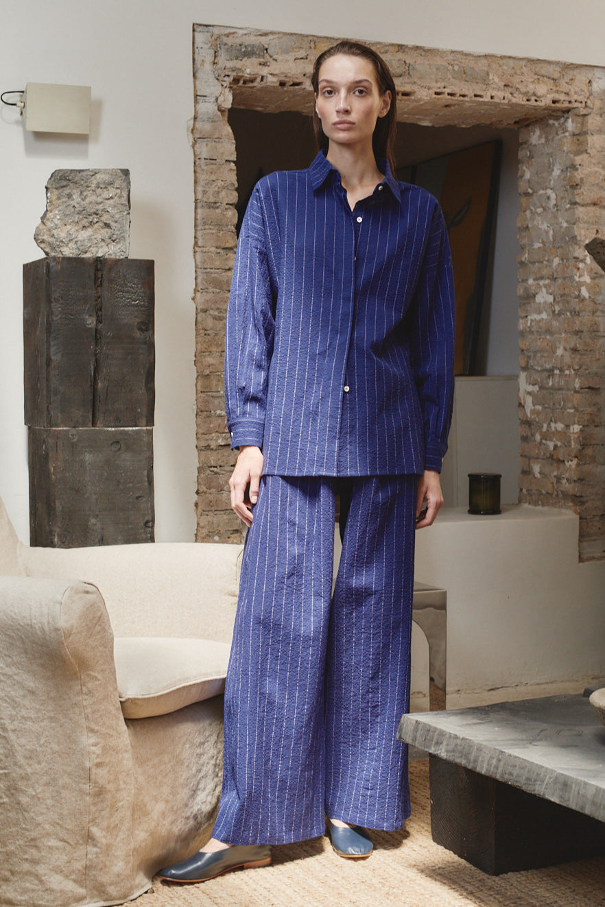 Indigo Pinstripe Judo Pants