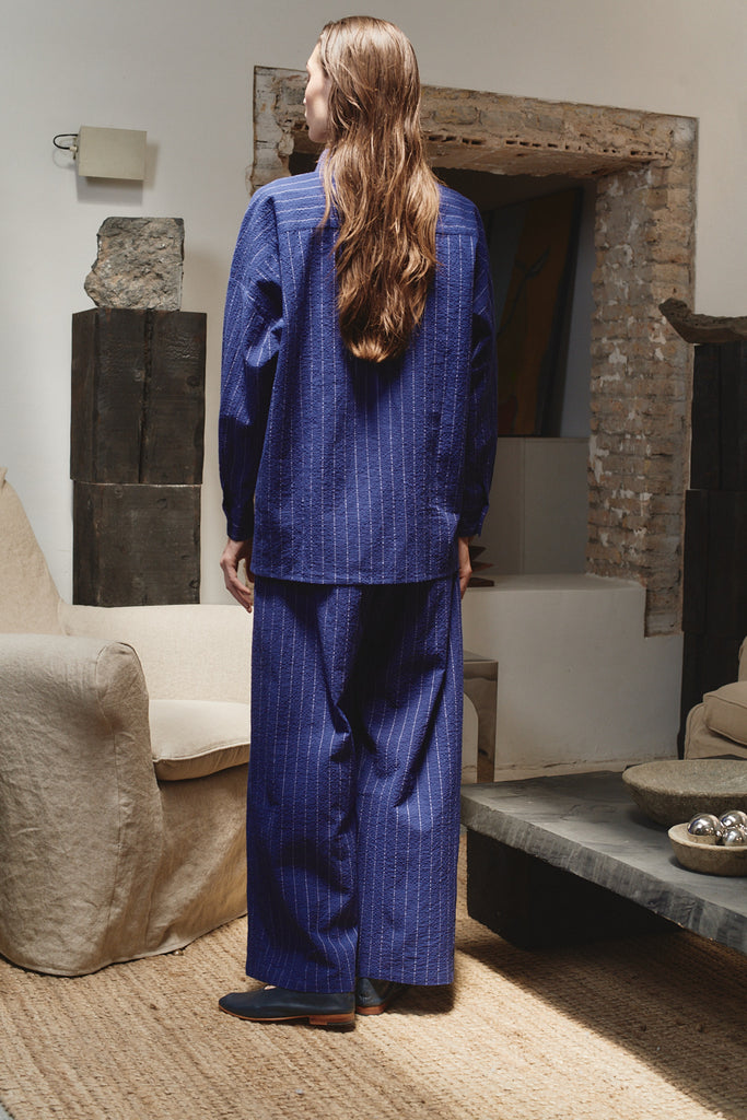 Indigo Pinstripe Judo Pants –