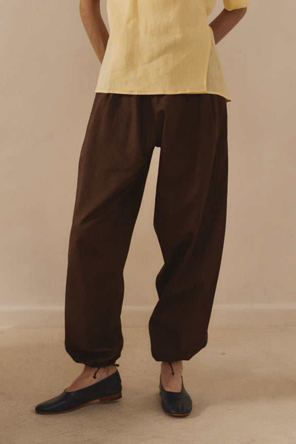 Chocolate Linen Kendo Pants