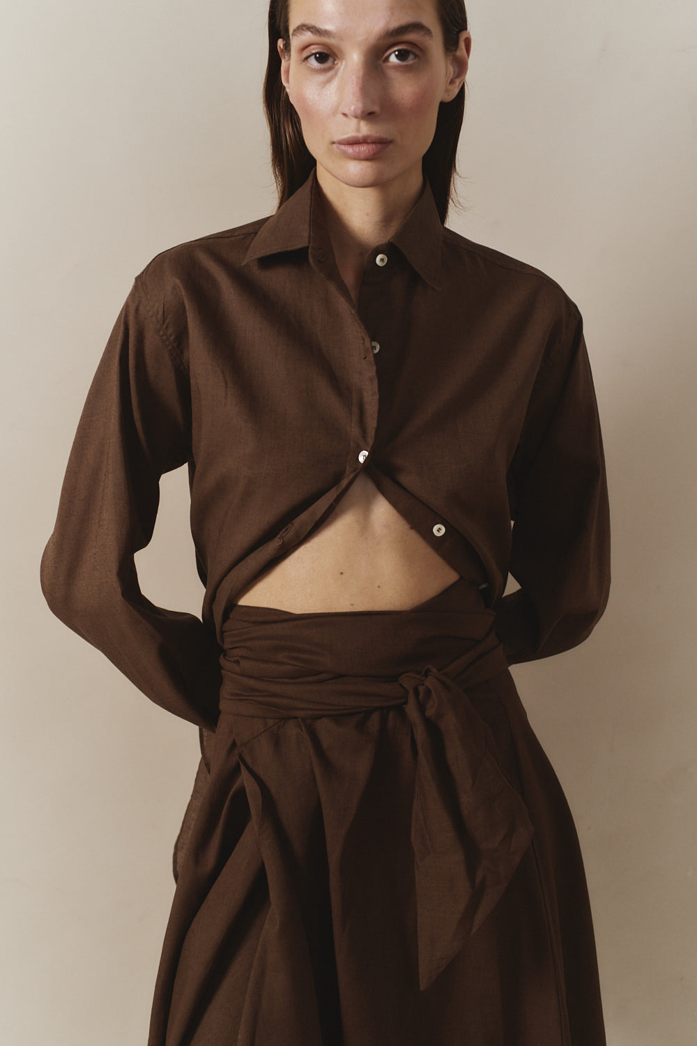 Chocolate Linen Alma Skirt