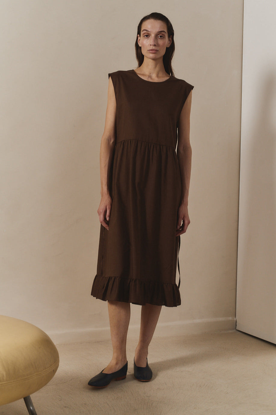 Chocolate Linen Echo Dress