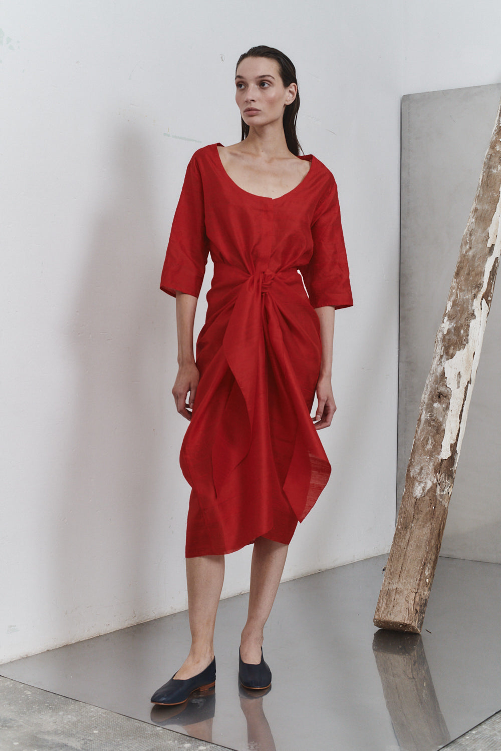 Carmine Dupion Pareo Skirt