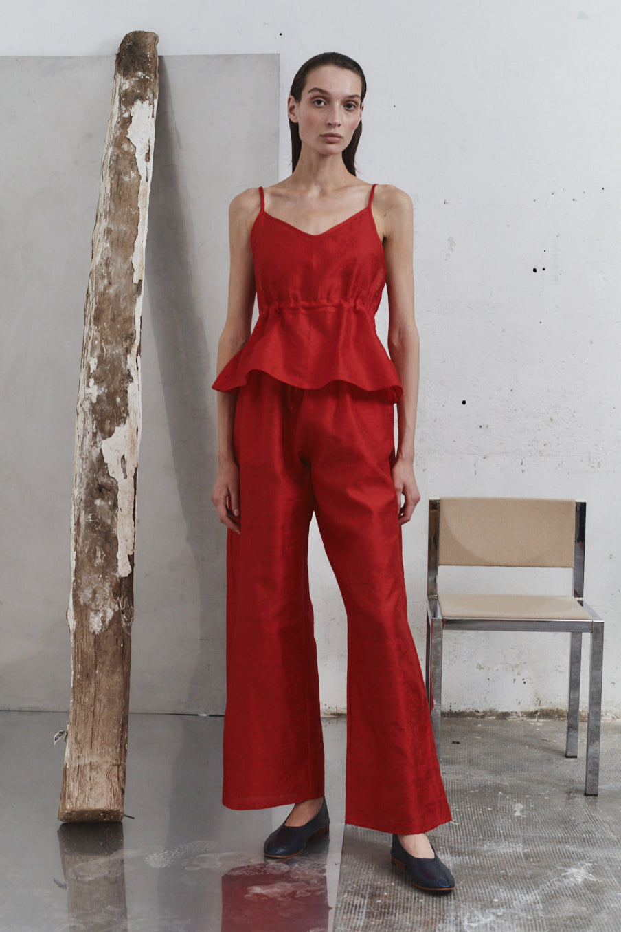 Carmine Dupion Scrunchie Top