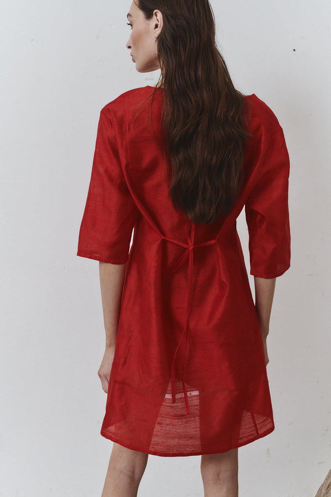 Carmine Dupion Payesa Mini Dress –