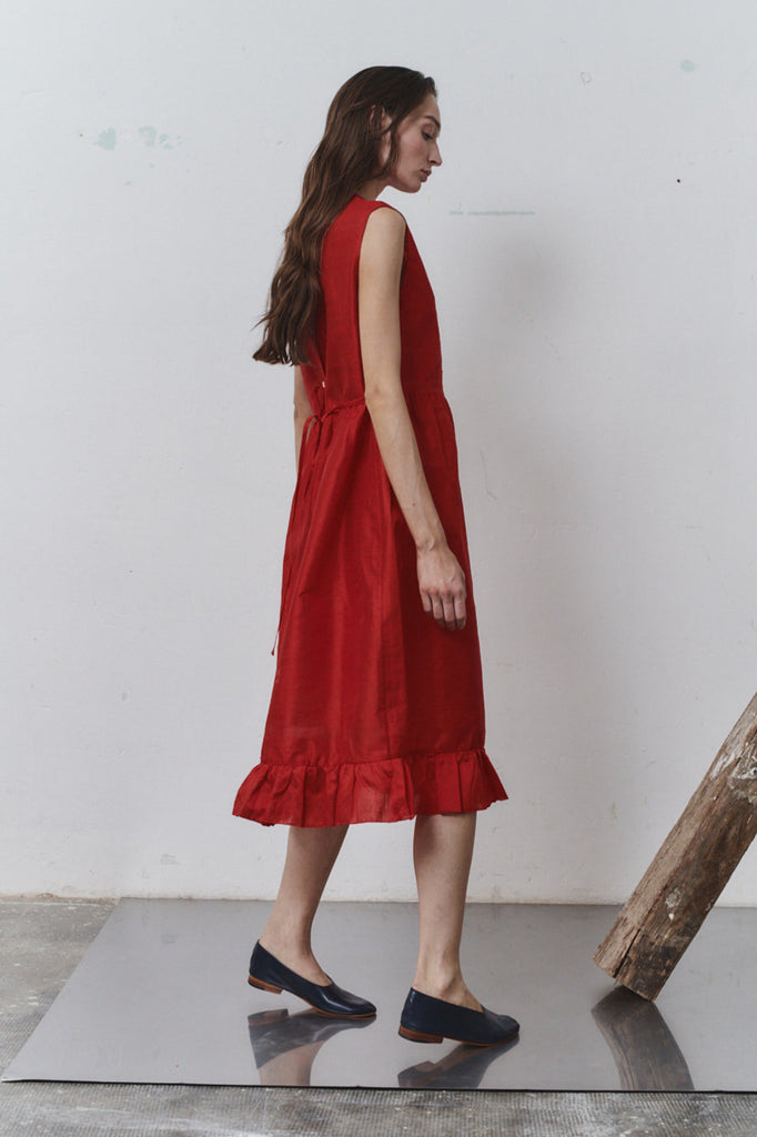 Carmine Dupion Echo Dress –
