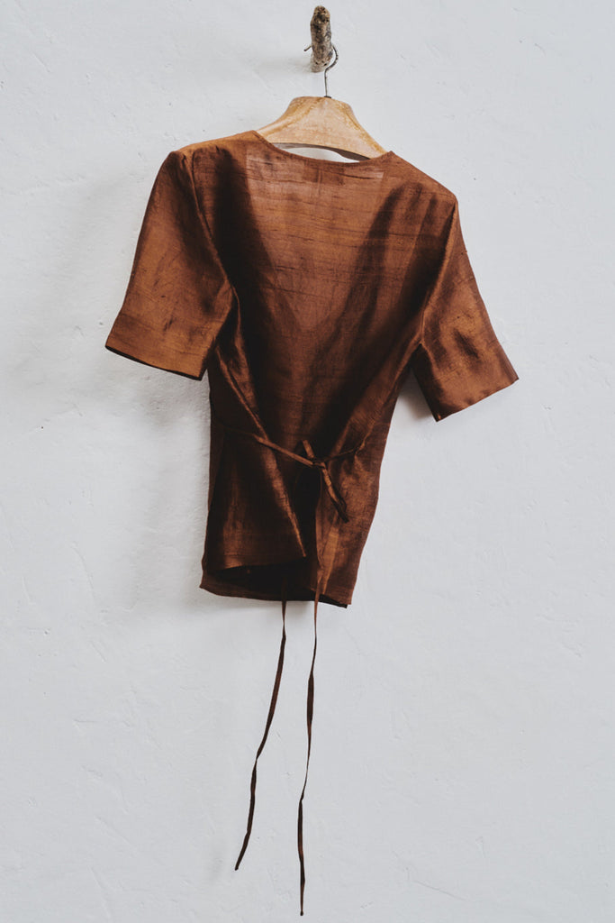 Caramel Dupion Wrap Top –