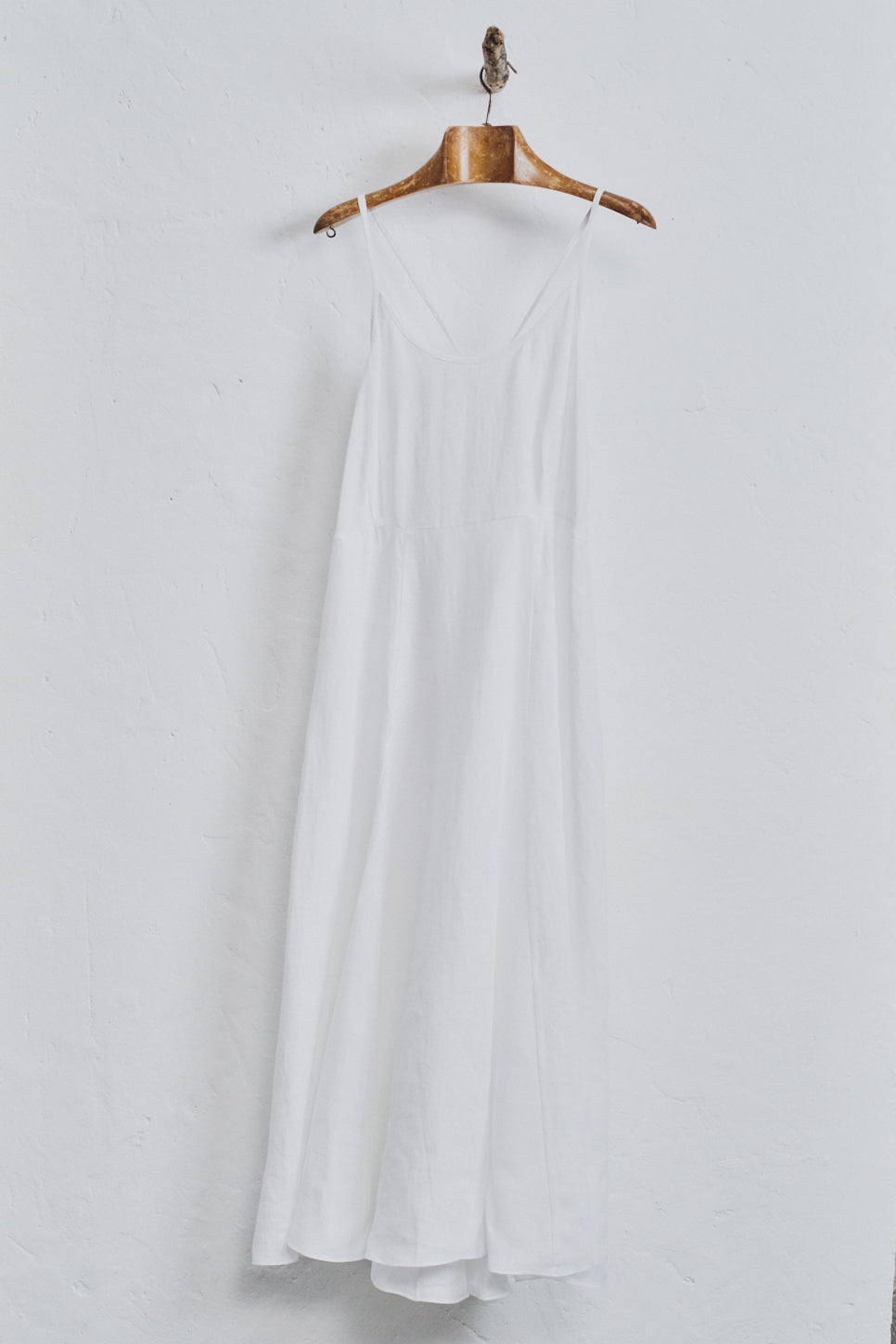 White Linen Godet Slip Dress