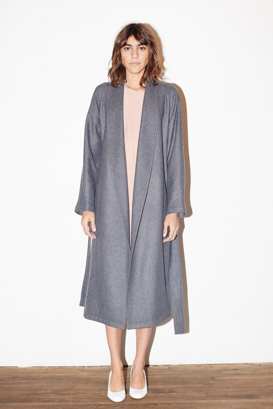 Grey Ash Wool Kimono Coat DATURA Grey Ash Wool Kimono Coat DATURA