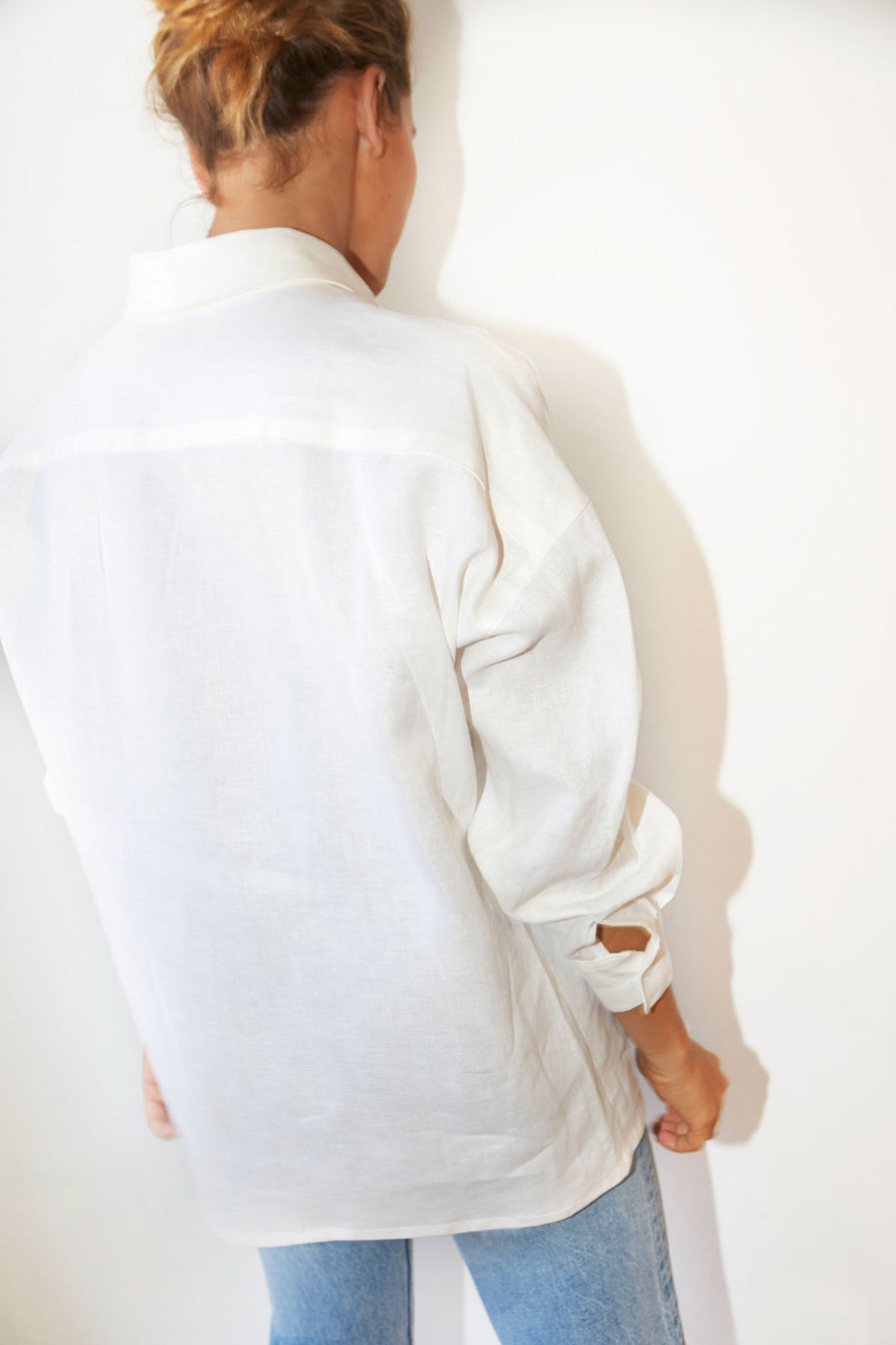 White Heavy Linen Ren Shirt