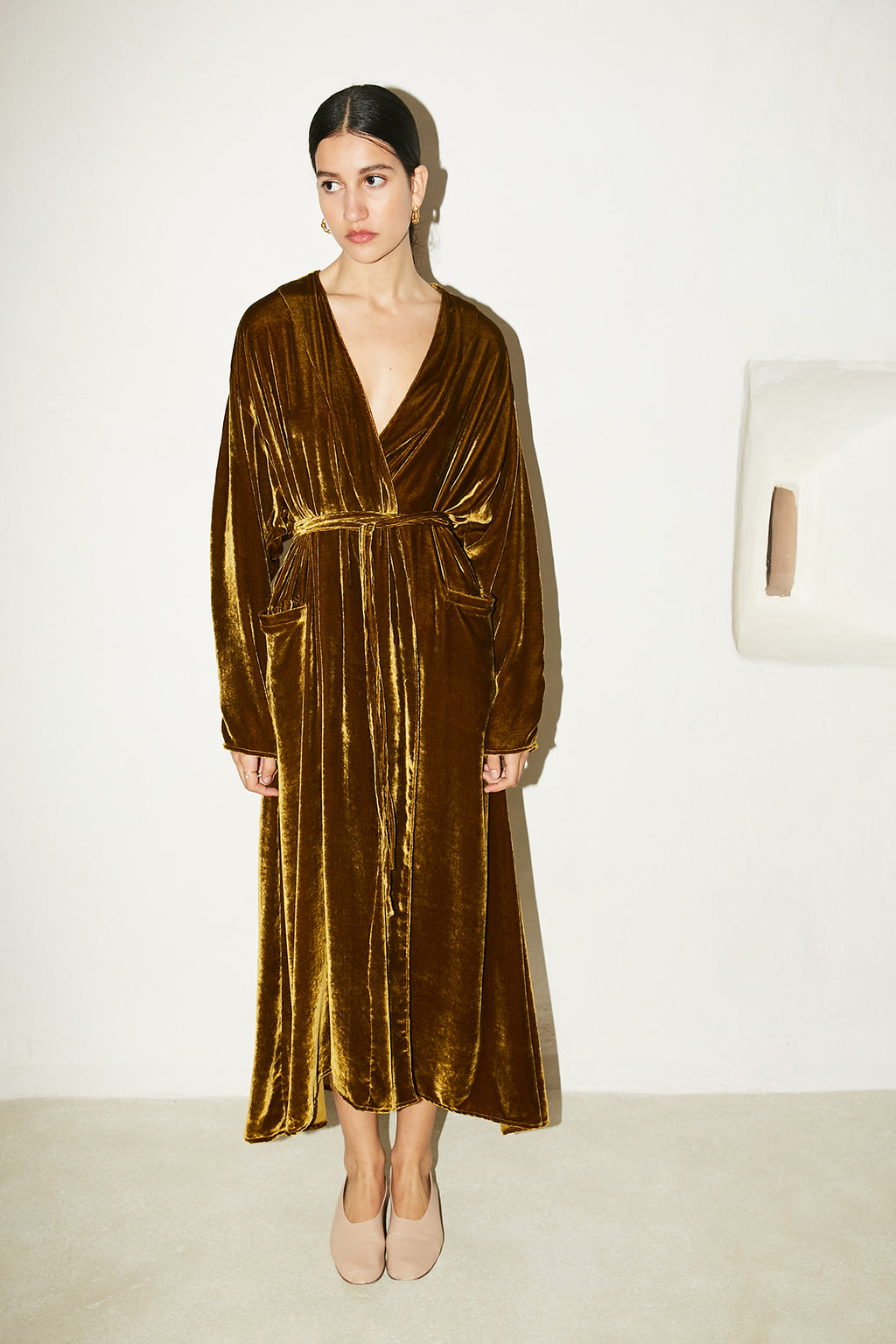 Oro Silk Velvet Seiso Dress-Coat