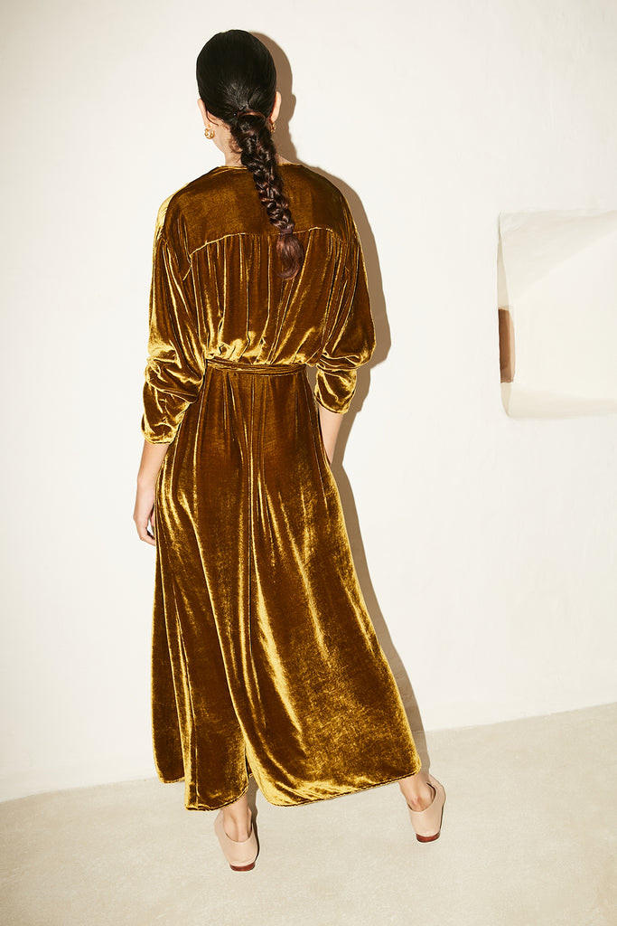 Oro Silk Velvet Seiso Dress-Coat –