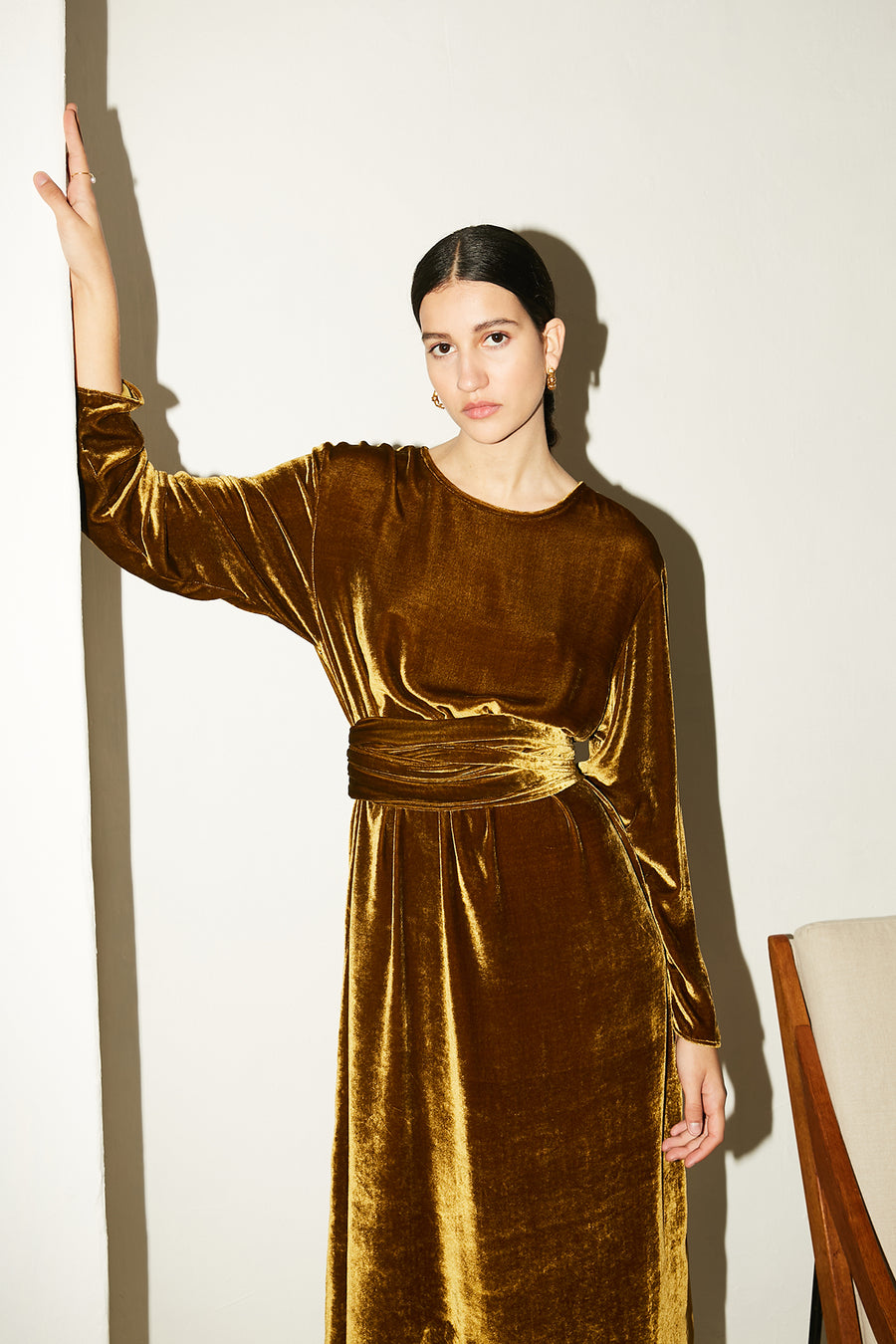 Oro Silk Velvet Ava Dress – DATURA