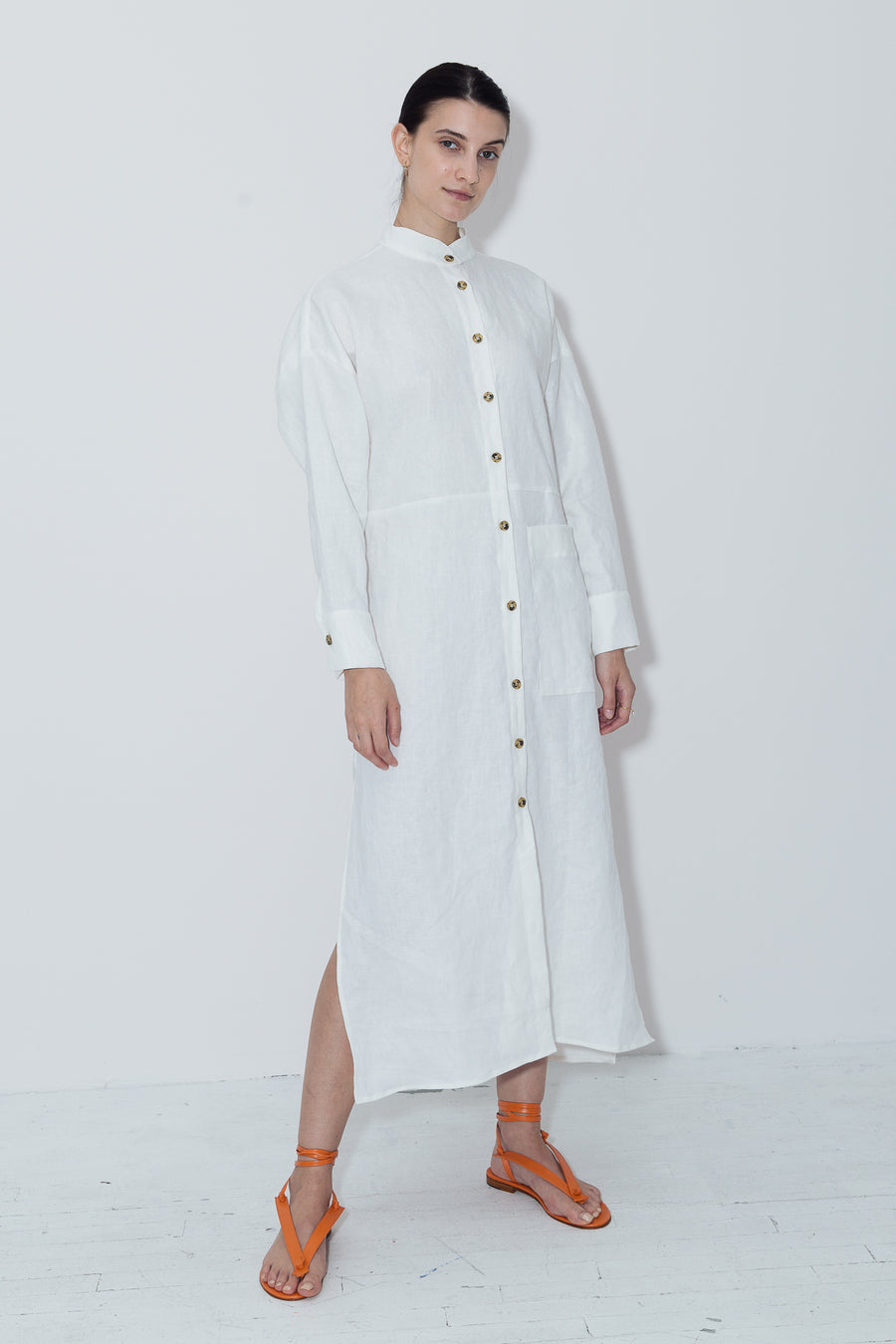 White Linen Petra Kaftan Dress