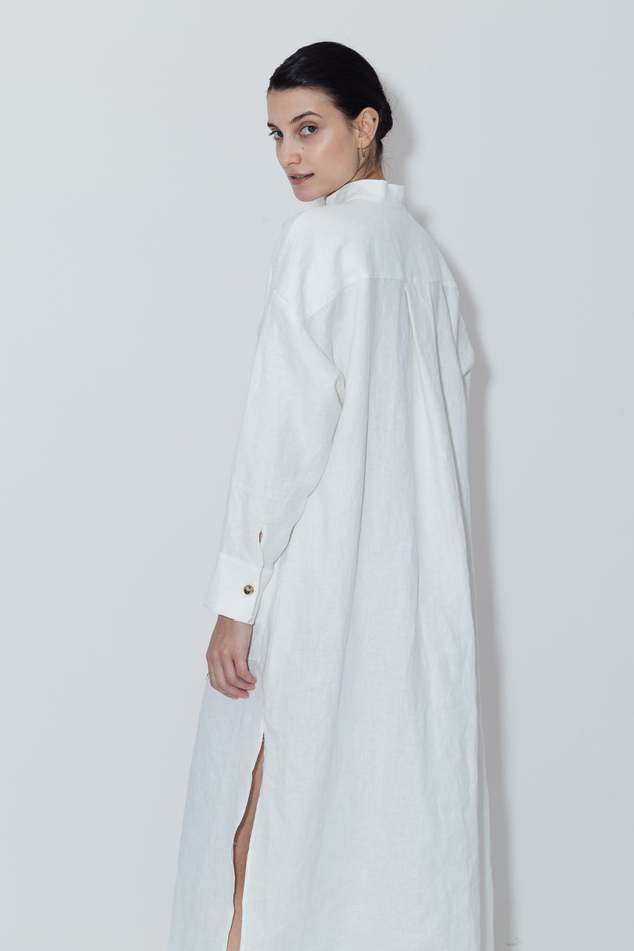 White Linen Petra Kaftan Dress
