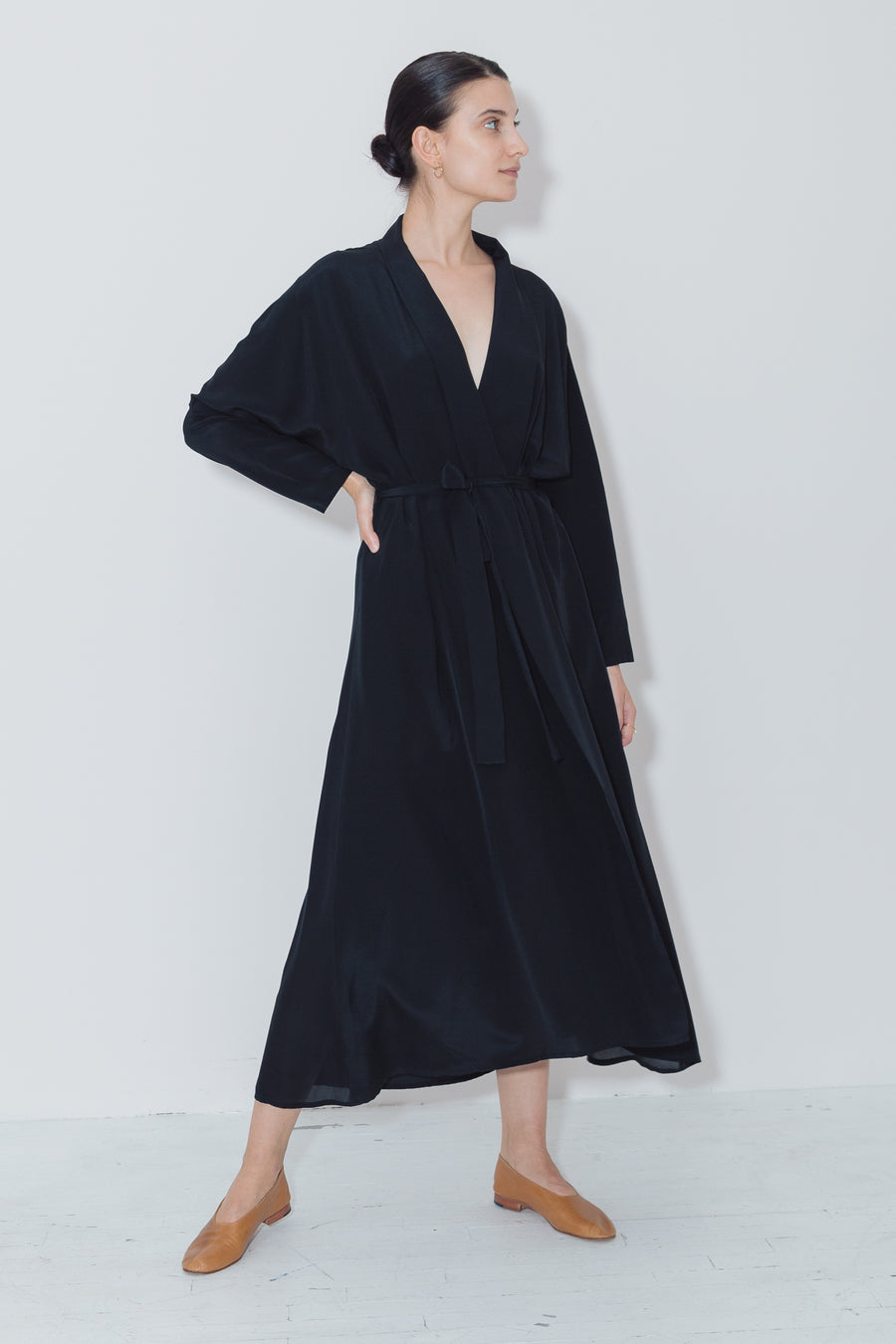 black kimono dress Black Kimono Robe Dress – DATURA