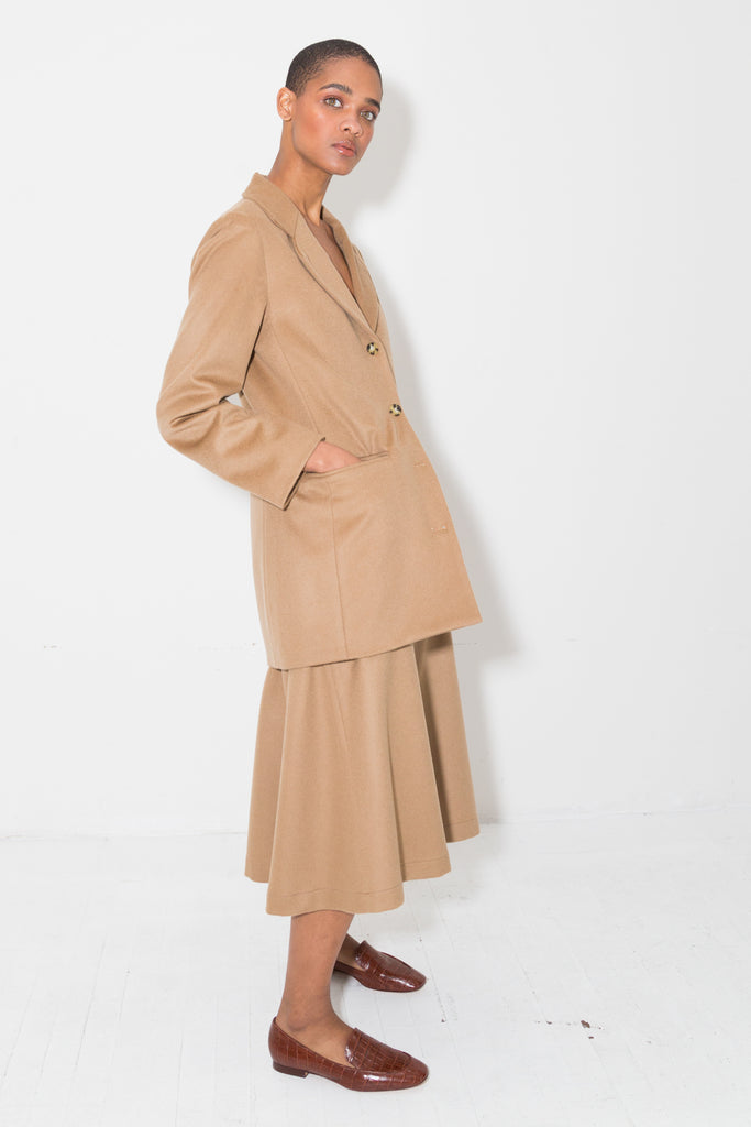 Sand Cashmere Wool Blazer –