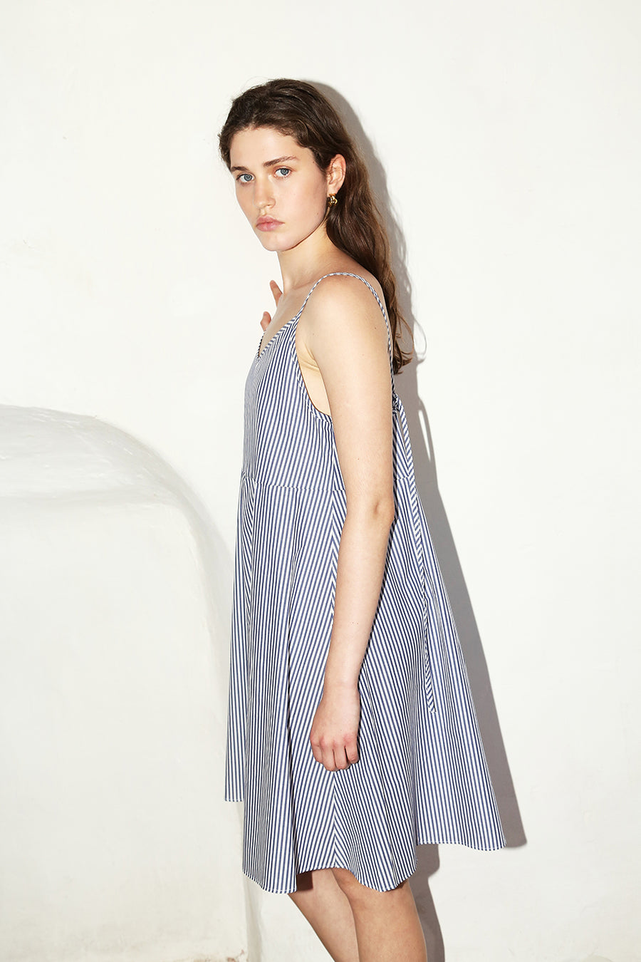 Blue Striped Mini Slip Dress