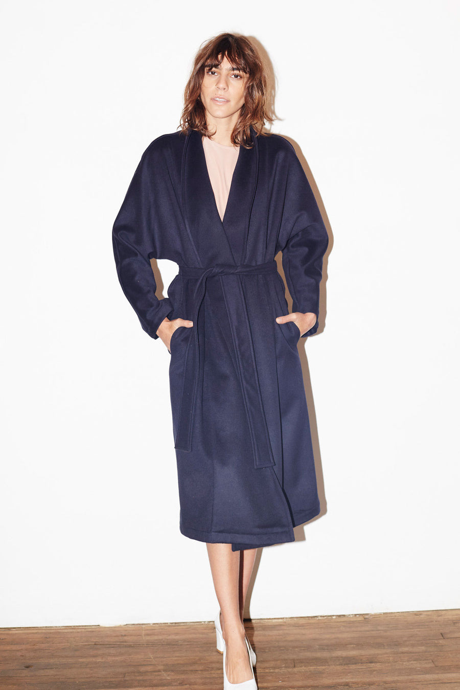 Midnight Blue Kimono-Robe Coat