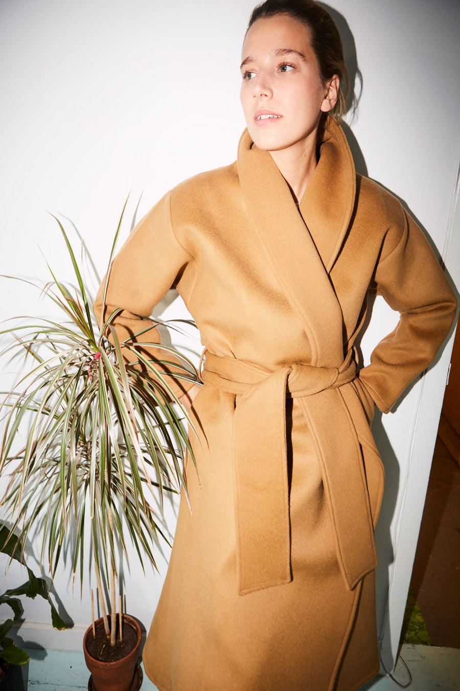 Camel Cashmere Wool Trench Coat