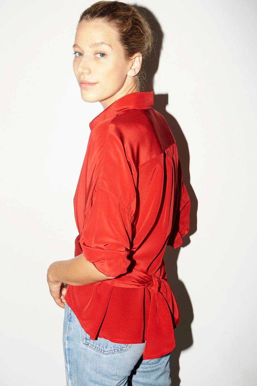 Passion Red Silk Lola Blouse