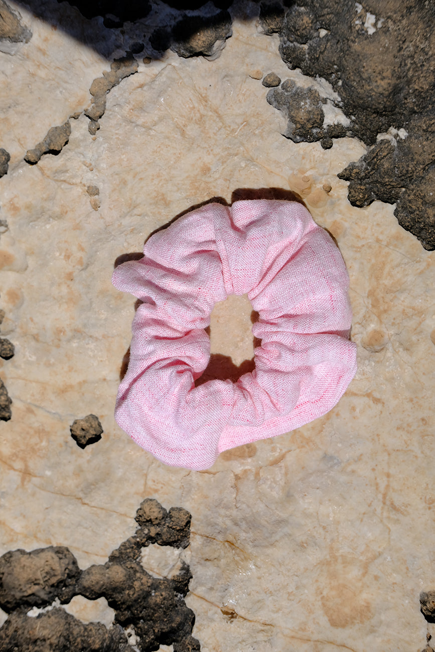 Terra Pink Linen Scrunchie